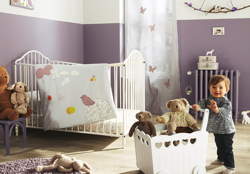 اصول نقاشی اتاق خواب کودک | نکات رنگ آمیزی اتاق کودک | اتاق کودک بنفش