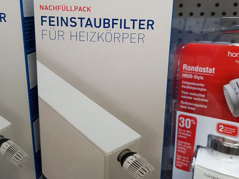 فیلترهای رادیاتور شوفاژ جنسی شبیه به نمد دارند و بین رادیاتور و دیوار یا کف نصب می‌شوند